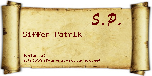 Siffer Patrik névjegykártya